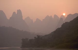 Monoliths at sunset Gulin China