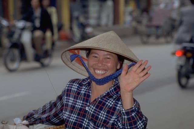Friendly wave in Saigon